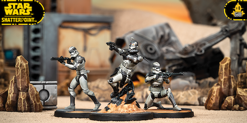 Przegląd postaci w Star Wars: Shatterpoint - CC-3636 Komandor Wolffe i Żołnierze z legionu 104 Wolfpack