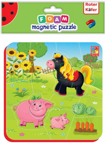 Piankowe puzzle magnetyczne: Zwierzęta na farmie