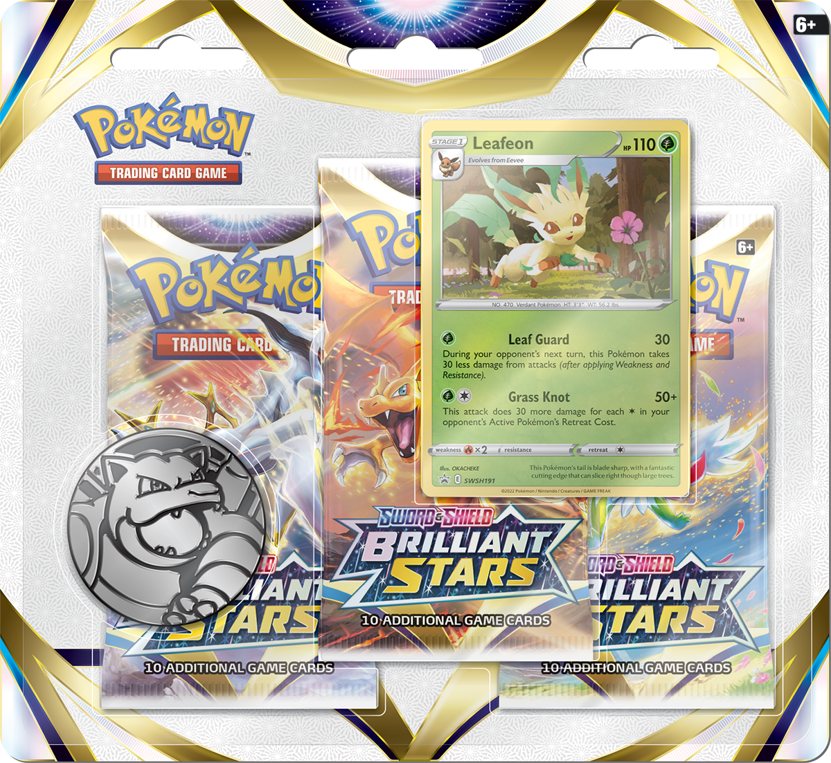 Pokémon TCG: Brilliant Stars 3-Pack Blister Leafeon