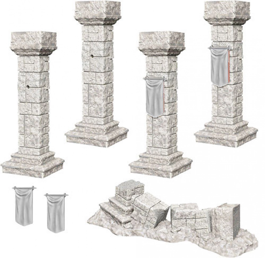 WizKids Deep Cuts: Unpainted Miniatures - Pillars & Banners