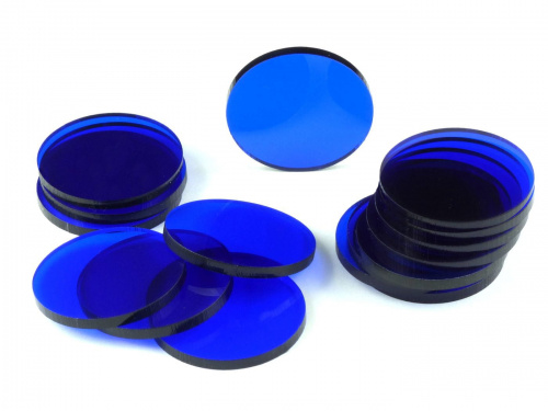 Crafters: Podstawki akrylowe - Transparentne - Okrągłe 32 x 3 mm - Niebieskie (15)