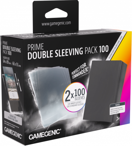 Gamegenic: Prime Double Sleeving Pack (64x89 mm/66x91mm) - Black - 2x100 sztuk