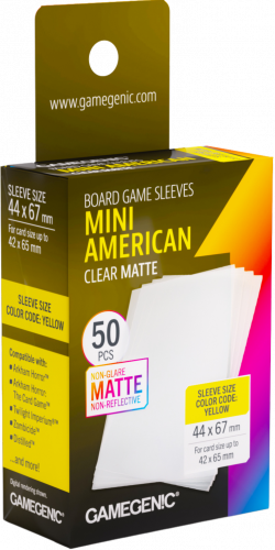 Gamegenic: Board Game Sleeves - Mini American (44x67 mm) - Clear Matte - 50 sztuk