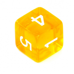 Kość REBEL kryształowa 6 Ścian - Cyfry - Żółta