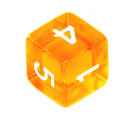 Kość REBEL kryształowa 6 Ścian - Cyfry - Pomarańczowa