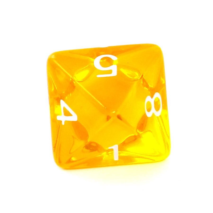 Kość REBEL kryształowa 8 Ścian - Cyfry - Żółta