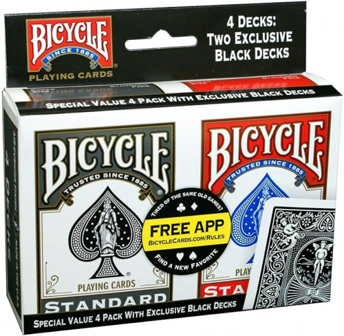 Bicycle: Standard Index 4 Pack - Black and Red