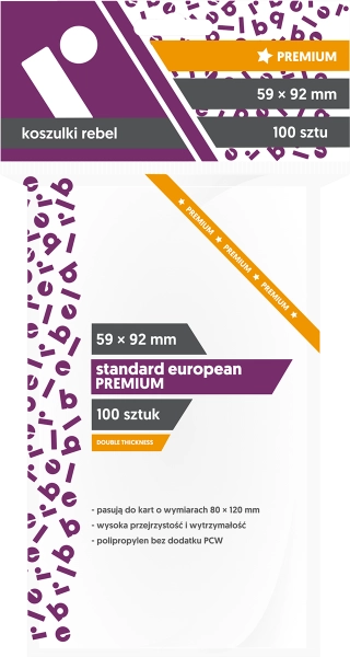 Koszulki na karty Rebel (59x92 mm) "Standard European Premium", 100 sztuk