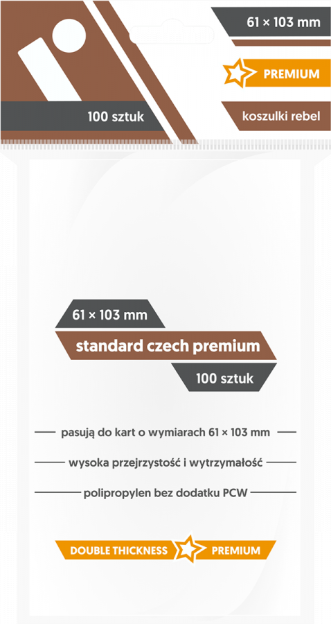 Koszulki na karty Rebel (61x103 mm) "Standard Czech Premium", 100 sztuk