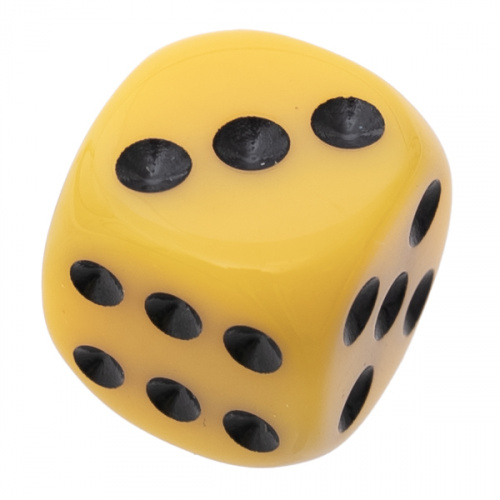 Kość REBEL matowa 6 Ścian - 16 mm - Oczka - Żółta