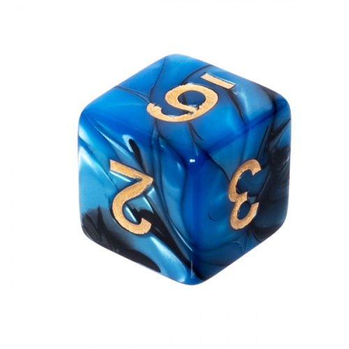 Kość REBEL dwukolorowa 6 Ścian - Cyfry - Czarno-niebieska