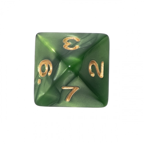 Kość REBEL perłowa 8 Ścian - Cyfry - Zielona