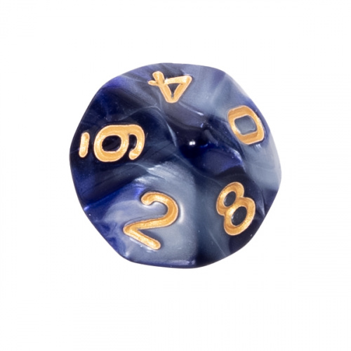 Kość REBEL dwukolorowa 10 Ścian - Cyfry - Fioletowo-srebrna