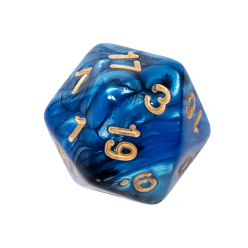 Kość REBEL dwukolorowa 20 Ścian - Cyfry - Czarno-niebieska