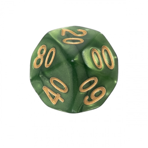 Kość REBEL perłowa 10 Ścian (setka) - Cyfry - Zielona