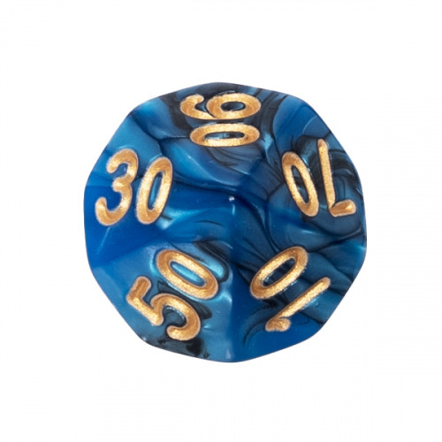 Kość REBEL dwukolorowa 10 Ścian (setka) - Cyfry - Czarno-niebieska