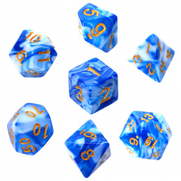Komplet kości REBEL RPG - Dwukolorowe - Niebiesko-białe (stare)