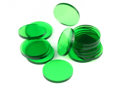 Crafters: Podstawki akrylowe - Transparentne - Okrągłe 30 x 3 mm - Zielone (15)