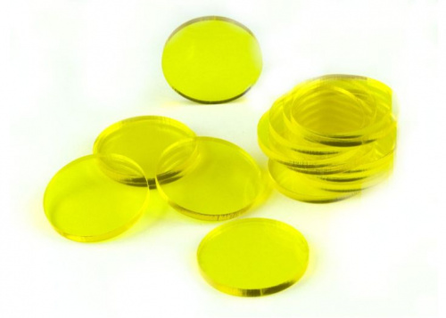 Crafters: Podstawki akrylowe - Transparentne - Okrągłe 30 x 3 mm - Żółte (15)