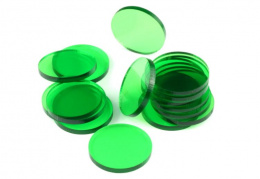Crafters: Podstawki akrylowe - Transparentne - Okrągłe 32 x 3 mm - Zielone (15)