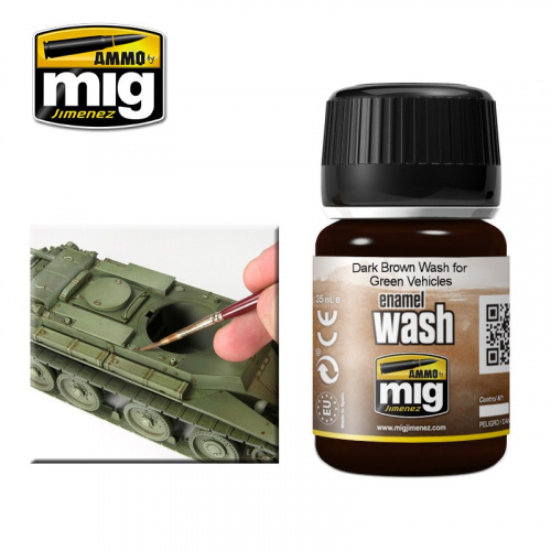 Ammo: Enamel Wash - Dark Brown Wash for Green Vehicles