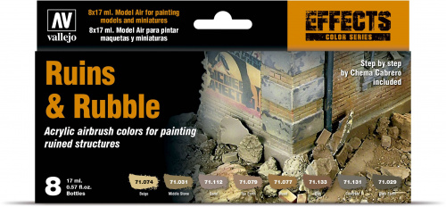 Vallejo: 71.214 - Model Air - Effects - Ruins & Rubbles (8 x 17 ml)
