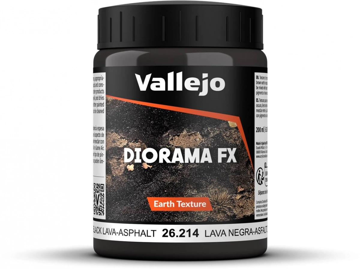 Vallejo: 26.214 - Diorama FX - Earth Textures - Black Lava-Asphalt (200 ml)