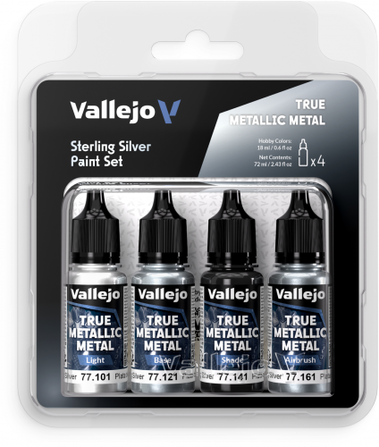 Vallejo: 77.251 - True Metallic Metal - Sterling Silver Paint Set