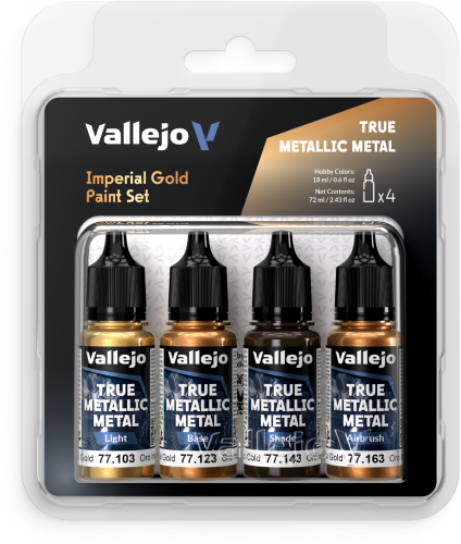 Vallejo: 77.252 - True Metallic Metal - Imperial Gold Paint Set