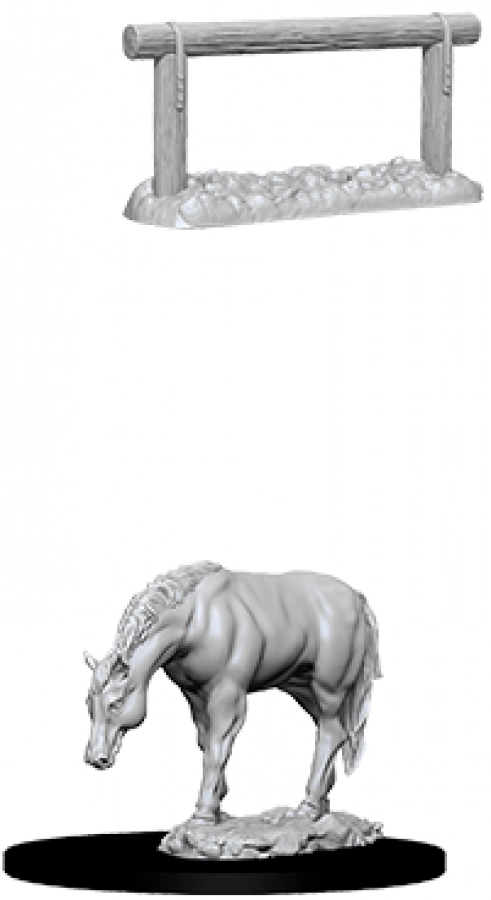 WizKids Deep Cuts: Unpainted Miniatures - Horse & Hitch