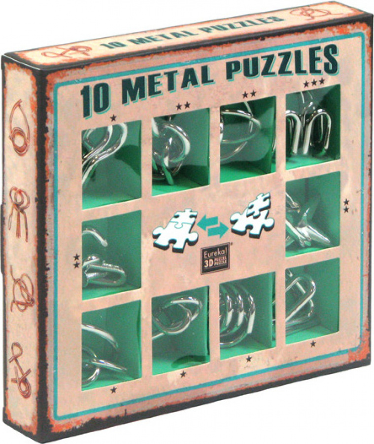 Łamigłówki Metalowe (10 Metal Puzzles) zestaw zielony