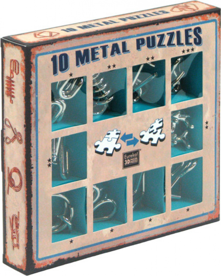 Łamigłówki Metalowe (10 Metal Puzzles) zestaw niebieski